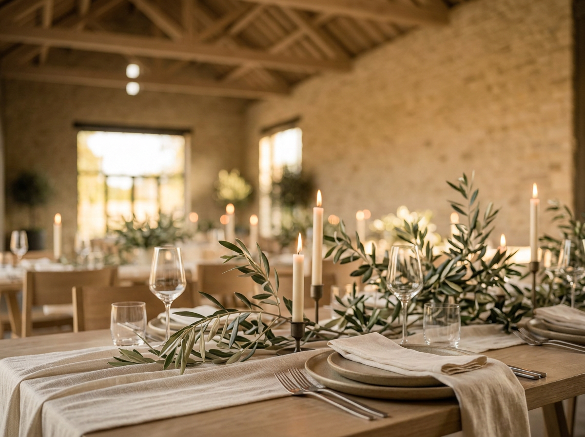 Table setting detail inside the venue hall